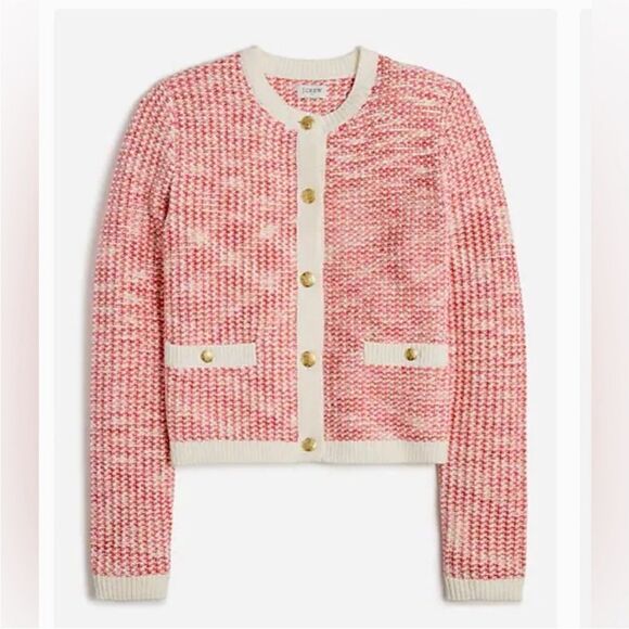 J Crew Factory Popcorn Stitch Lady Jacket Cardigan Sweater Size XS in Pink - Picture 1 of 11